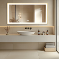 LUVODI Large Framed Bathroom Illuminate Mirror with Build-in LED Lighting Smart Touch Screen Dimming Defog Wall Makeup Mirror