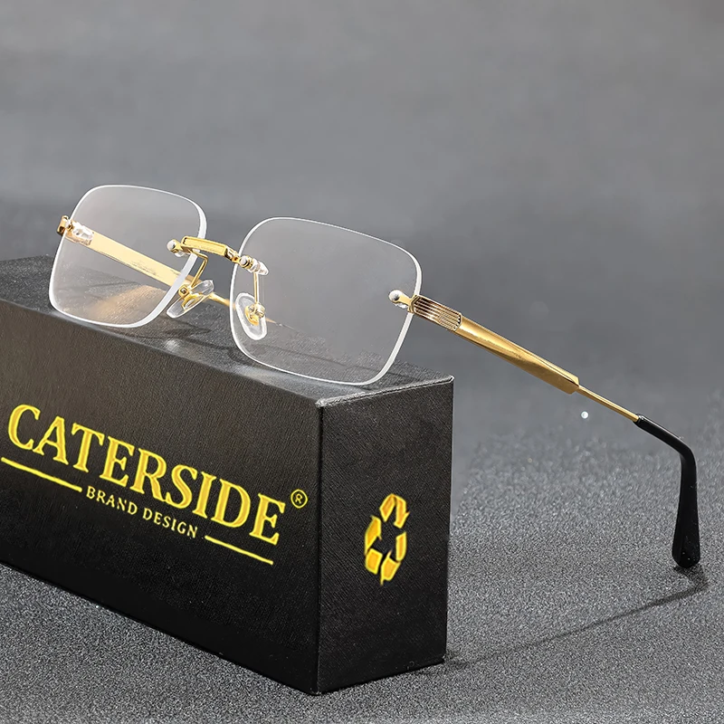 

CATERSIDE классические модные солнцезащитные очки без оправы, мужские солнцезащитные очки в маленькой оправе в стиле панк с металлическими дужками для женщин, очки для пляжных путешествий
