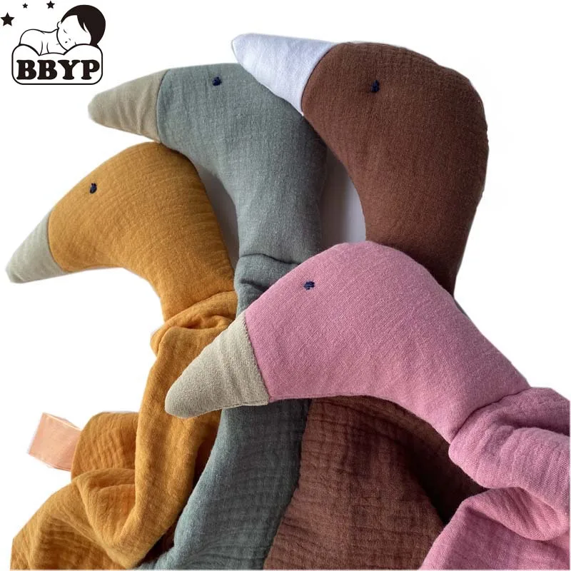 

Soft Cotton Muslin Swan Soother Appease Towel Baby Bib Animal Handkerchief Sleeping Cuddling Towel Facecloth Baby Accessories