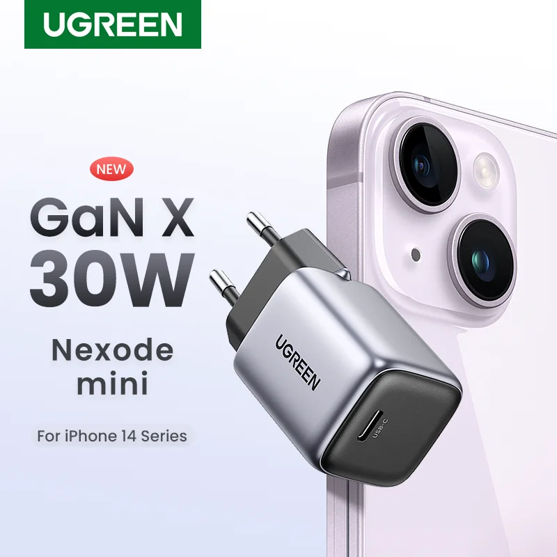 UGREEN Nexode GaN 30W Fast Charger for iPhone 14 13 USB C Charger for iPad Pro，for samsung，for Xiaomi PD Charger