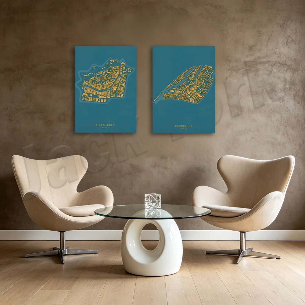 Dordrecht, Leeuwarden, Lombok, Utrecht, Old Norden, Rotterdam, Zwolle Centre, City Map Posters Home Decor