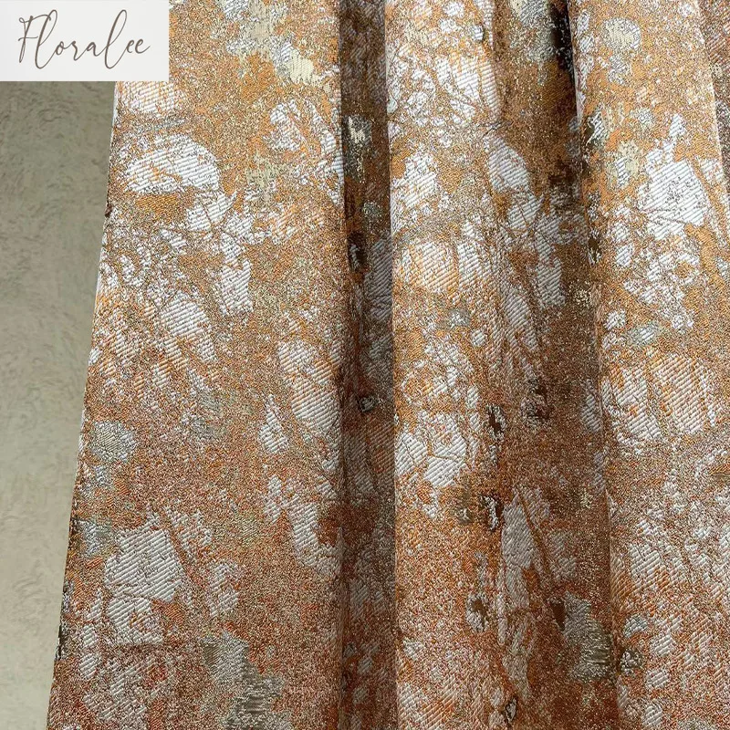 

High-end Gold Wire Jacquard Curtains for Living Room Bedroom Villa High-shading European Retro High-precision High-end Fabric