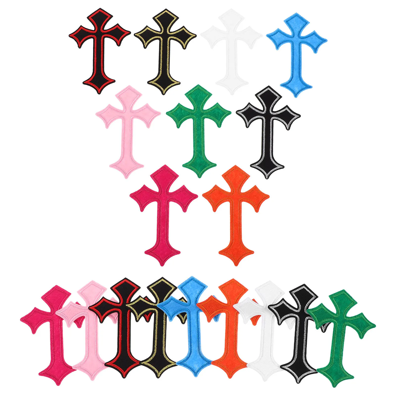 

45Pcs Embroidered Cross Patches Sew on Appliques Multicolored DIY Decor for Clothing Backpacks Hats Jeans Jackets Shirts