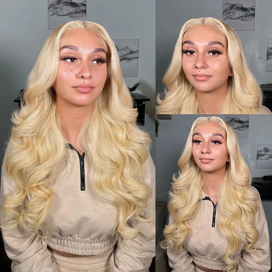 Perruque Lace Front Wig Body Wave brésilienne naturelle, blond miel HD 180, 13x6, 13x4, 613 de densité, 40 pouces, pour femmes