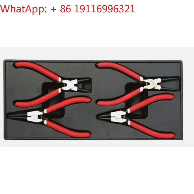 Straight mouth curved mouth shaft hole with retaining ring, spring pliers, inner card and outer card 4-piece set YT-55443