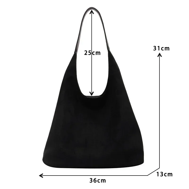 Autumn and Winter Vintage Women\'s Bag Large Capacity Suede Shoulder Bag Solid Color Simple Casual Commuter Bag Retro Handbags