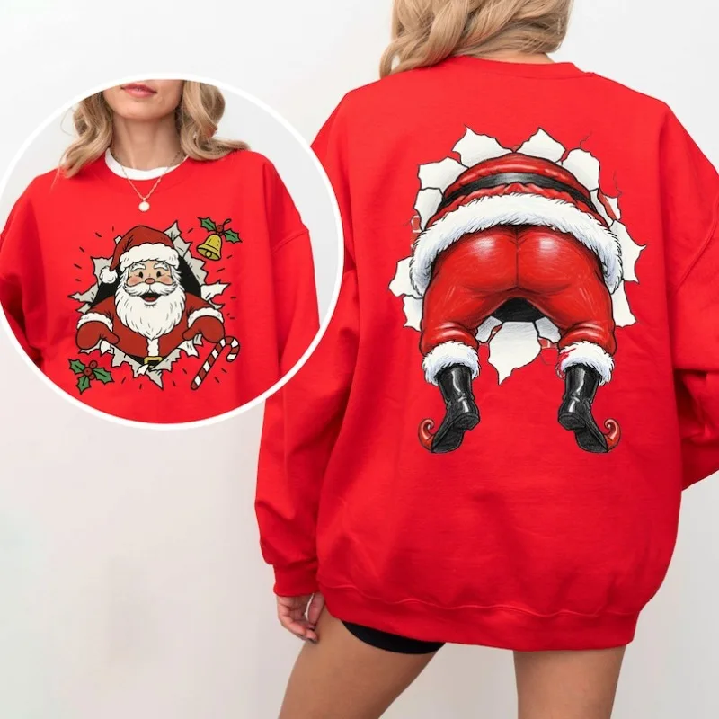Santa Claus Weihnachten Sweatshirt Weihnachten Humor Urlaub Top Pullover Anime Hoodie Y2k Kleidung Streetwear Frauen Ropa De Mujer