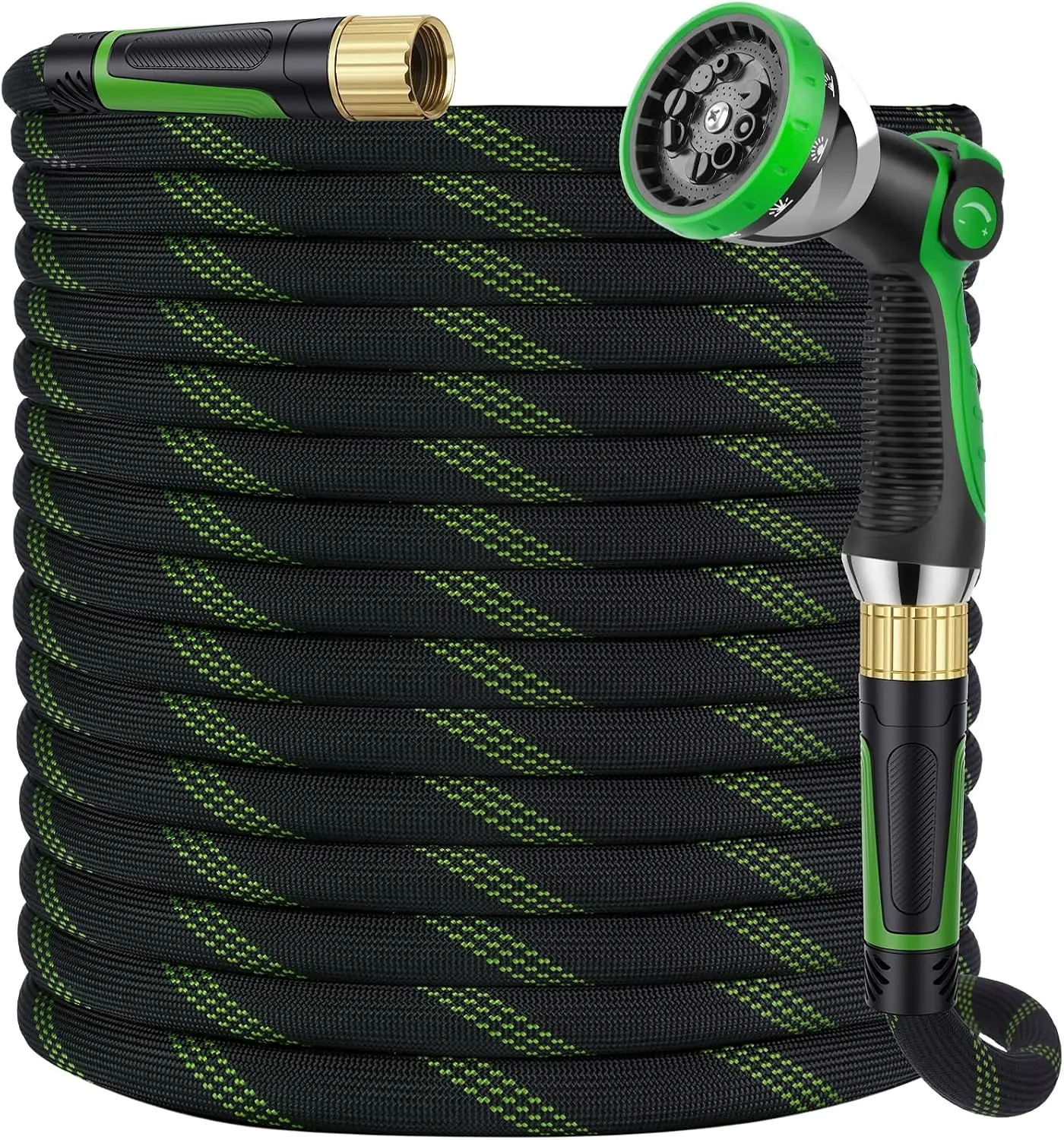 Garden Hose 150 ft Non Expandable Ultra Lightweight Flexible Water Hose with 360 Dual End Anti Kink Fittings 10 Pattern Spray Nozzle 500 PSI Braided