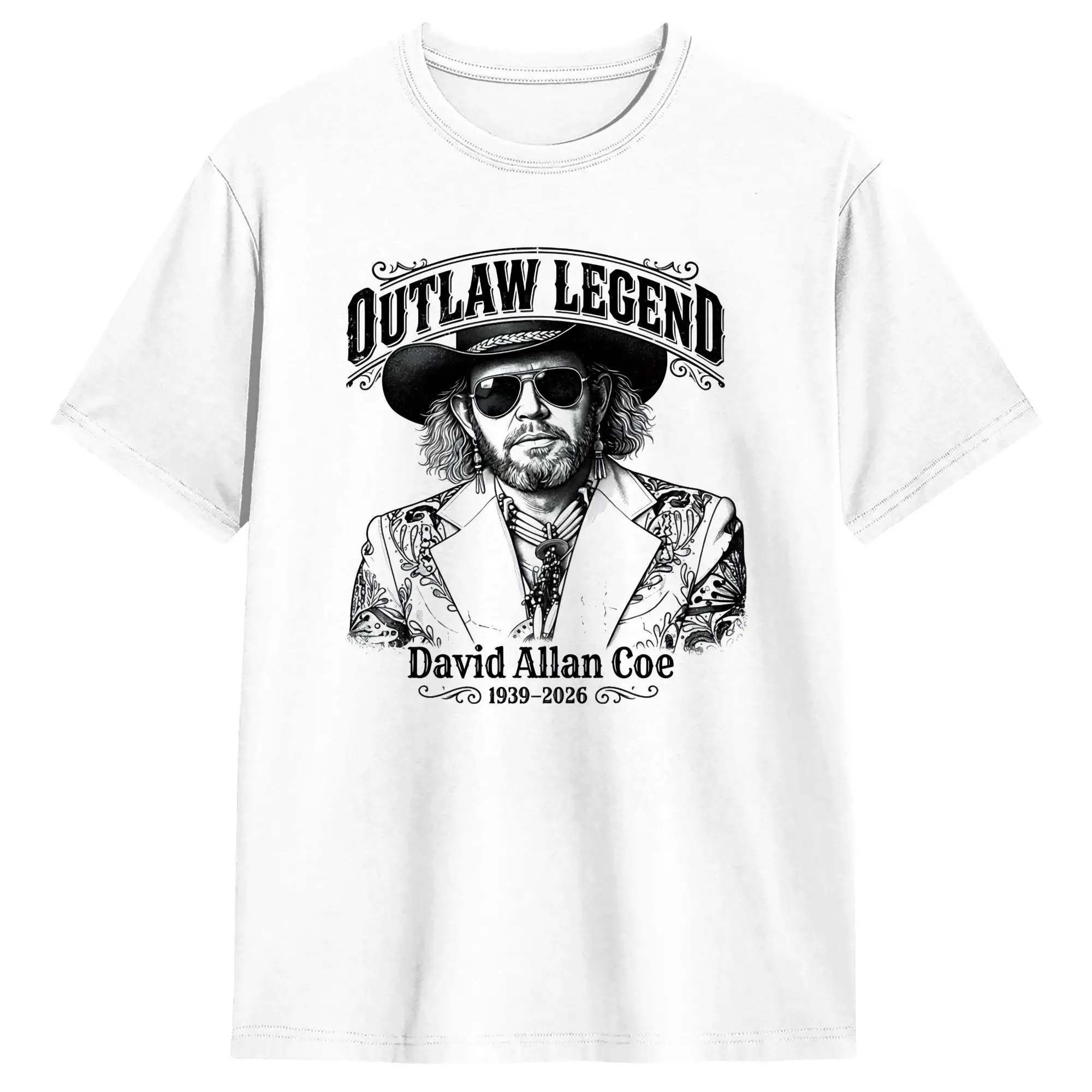 Streetwear T-Shirt Summer David Allan Coe Outlaw Legend Fashion T-Shirts Music Lover Memorial  Cotton Tshirt for Adult Tees