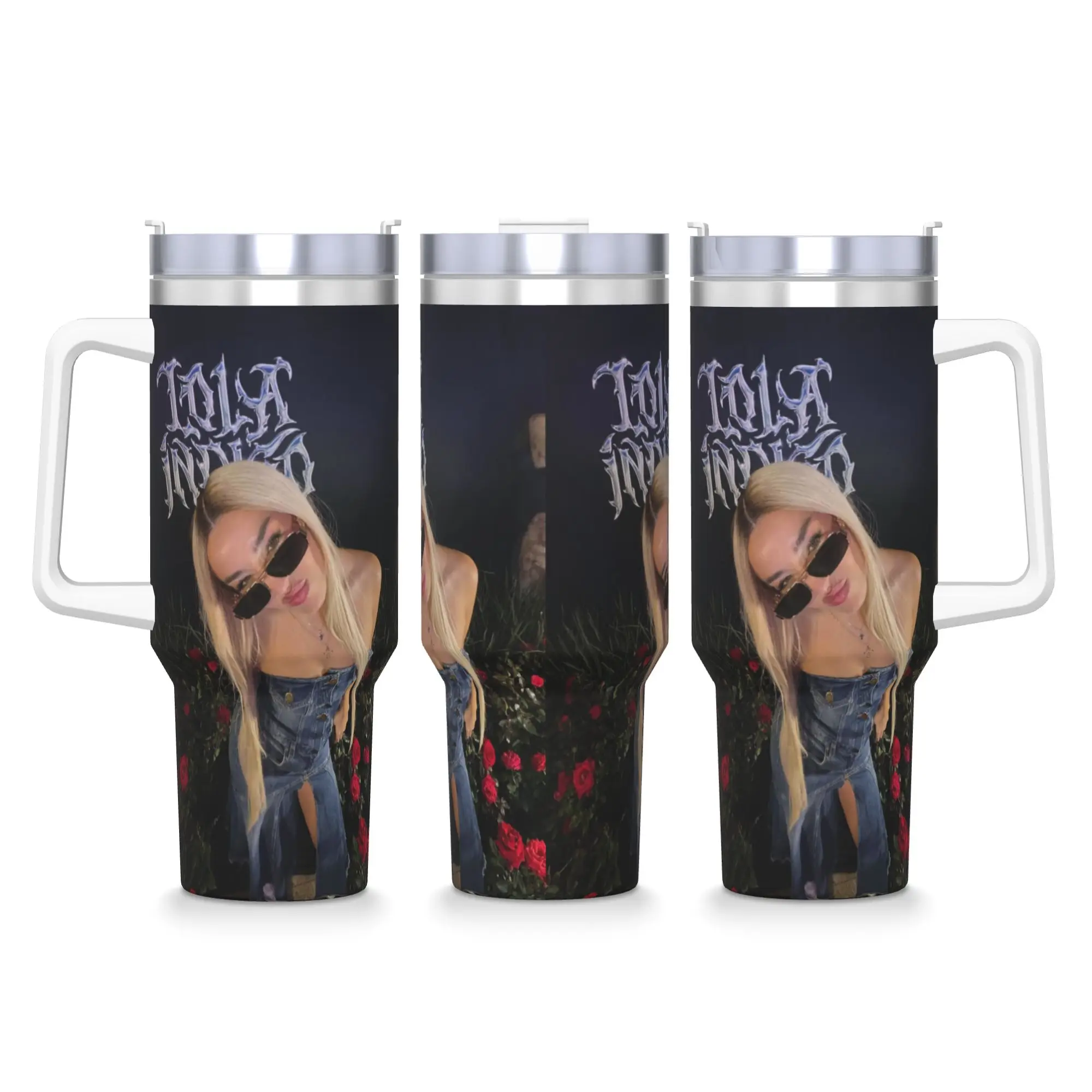 

Stainless Steel Tumbler Lolas índigos Spanish Singer Mugs Cup With Straws Travel Cold and Hot Water Bottle Insulated Coffee Mug