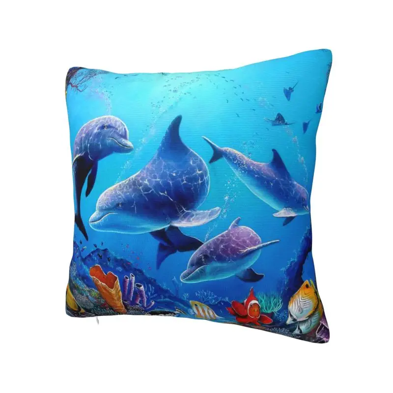 Custom Funny Dolphin Ocean Animal Pillow Case Home Decor Luxury Sea Creature Cushions for Sofa Square Pillowcase