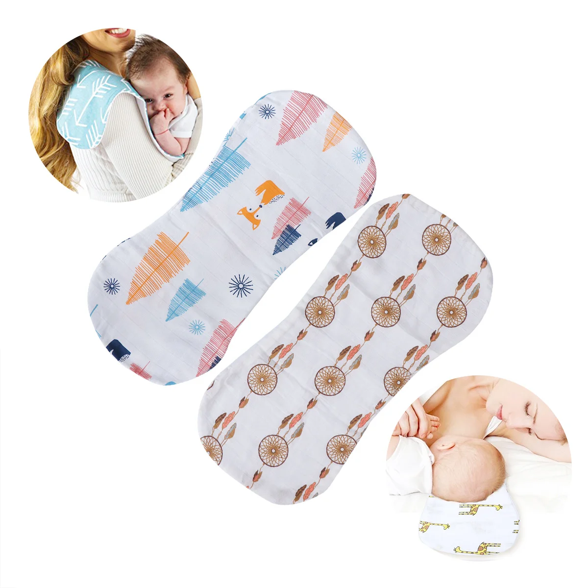 

2 шт. детские салфетки для отрыжки, большие большие контурные впитывающие полотенца для отрыжки, многослойные нагрудники для защиты от слюней на плечах