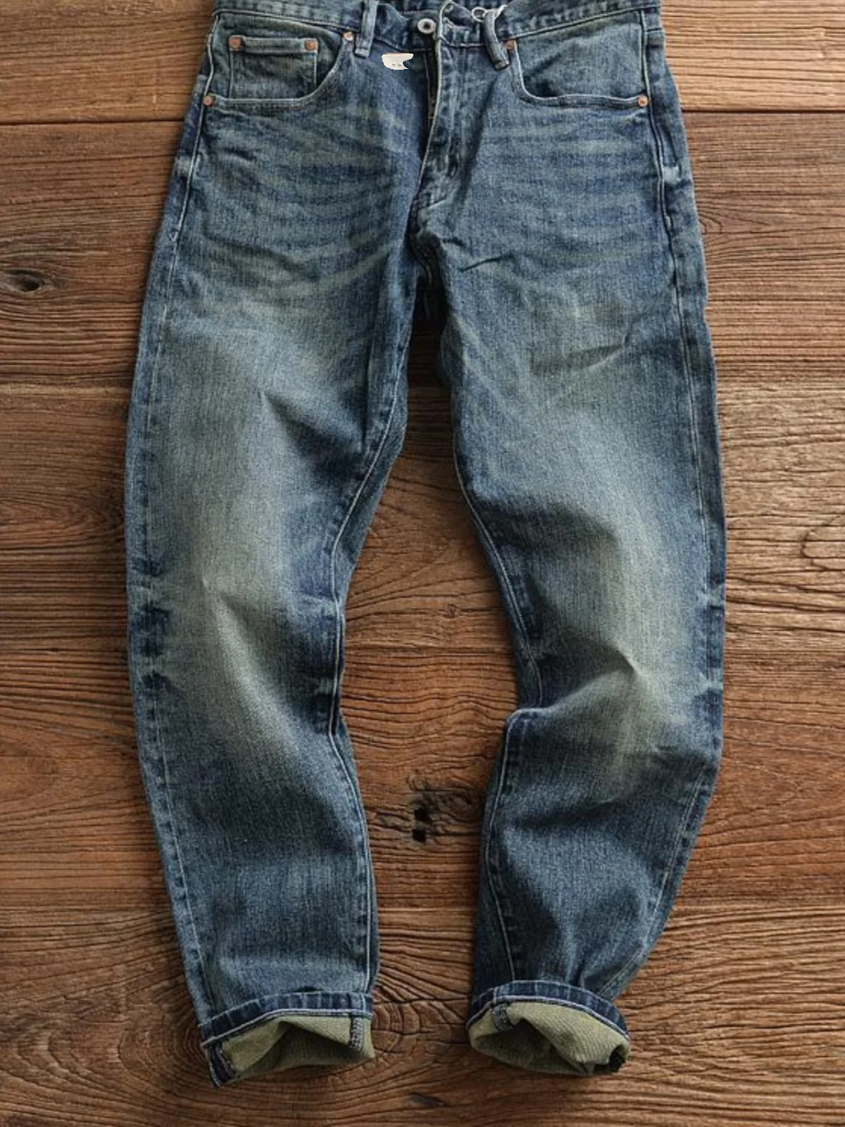 

Heavyweight Elastic Earl Denim Jeans Trendy Men's Ameika Khaki Retro Long Pants American Retro Straight Leg Small Straight...