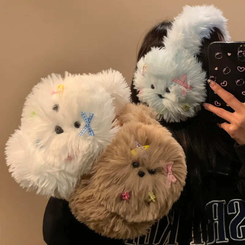 Soft Plush Hairpin Puppy Earmuffs 2025 New Outdoor Windproof Ear Protection Woman Girl Ear Warmer Winter Accessories
