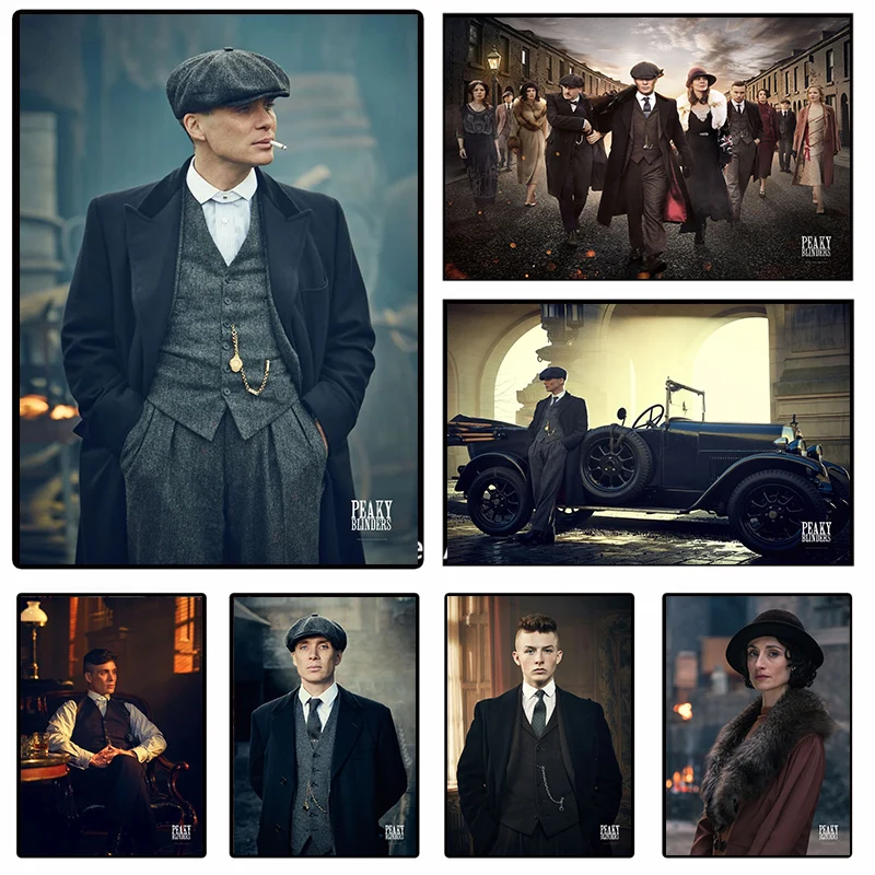 Classic TV Drama Thomas Shelby Smoking Man Elegant Women Posters Canvas Painting and Prints Wall Art Picture for Room Home Decor