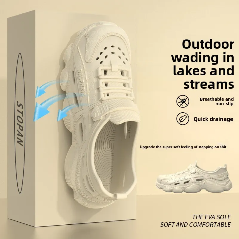 

Summer Men's Super Light Sandals Waterproof Sneakers Slip On EVA Thick Sole Slides Fishing Driving Outdoor Jogging Flat Shoes