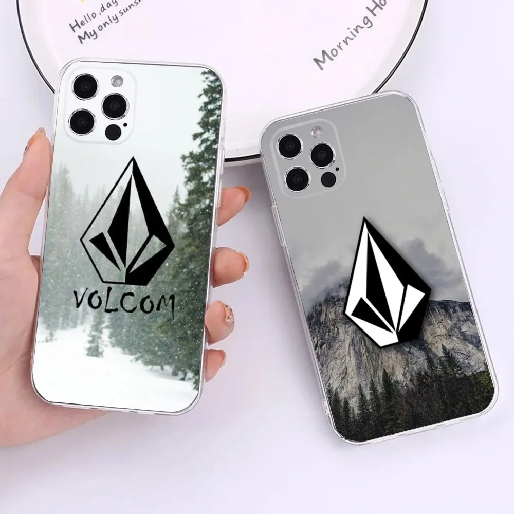 L-Luxury V-VOLCOM-S Sport Style Phone Case For iPhone 15,14,13,12,11 Plus,Pro,Max,XR,XS,X,Plus,SE,Mini Transparent Silicone Soft