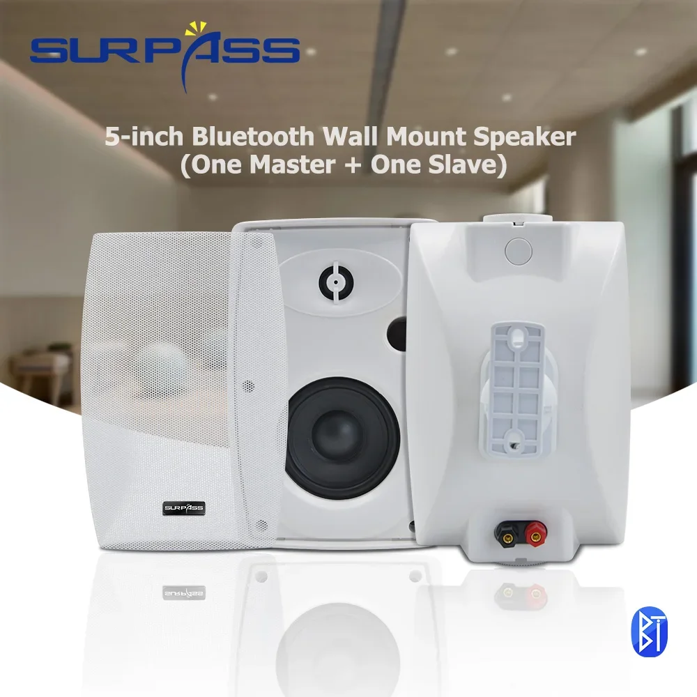 Home 2pcs Wall Bluetooth Speaker 5inch 30W Audio Sound System Built in Class D Digital Amplifier Speakers for Gym Hotel Store