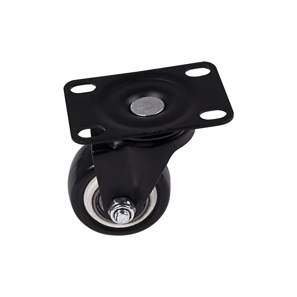 Heavy duty black polyurethane swivel caster handcart furniture caster 2-piece set, suitable for wardrobes, desks, etc