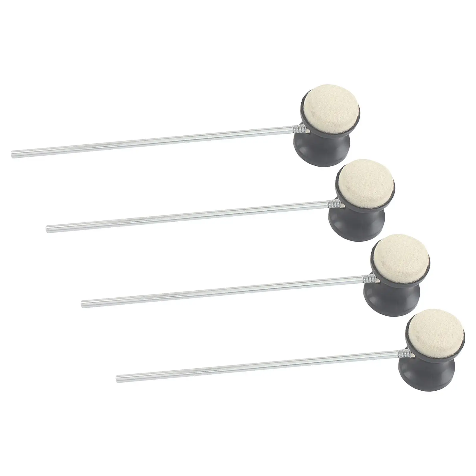 4Pcs Bass Drum Pedal Beater Felt Head Standard Size Universal Drum Pedal Hammer Quiet Home Practice Percussion Parts