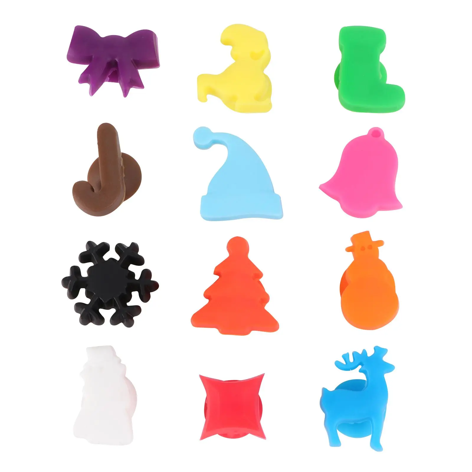 

12 Pcs Glass Marker Multicolor Recognizer Tools For Cup Suction Cup Silicone Labels Party Tools Drink Tags Reusable