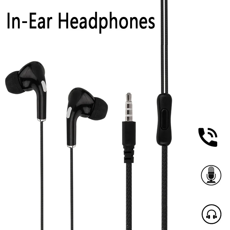 3.5mm Wired Headphone In-Ear Headset Wired Earphones With Microphone Bass HiFi Stereo Earbuds Sports Music Gaming For Laptops PC