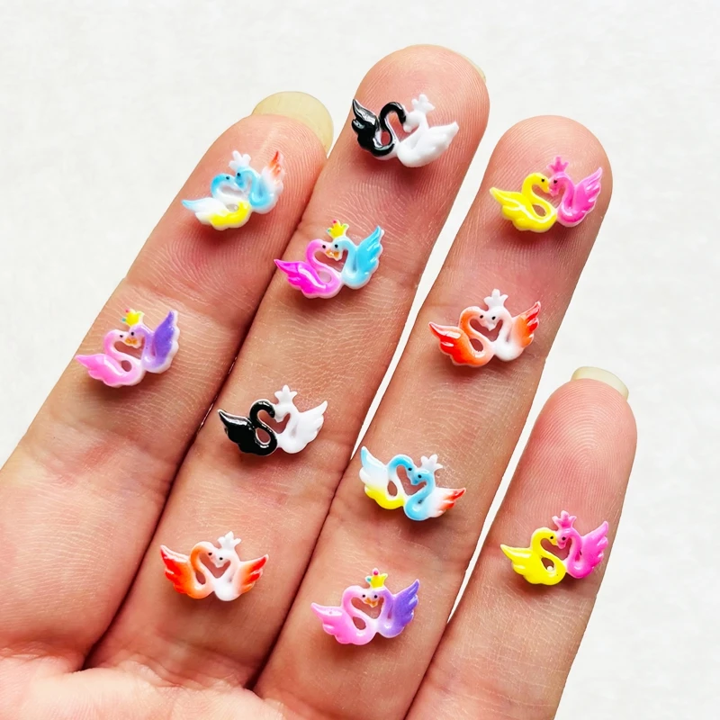 55 pieces of resin cartoon swan rhinestone decoration DIY , suitable for nail art and Valentine's Day jewelry production A148