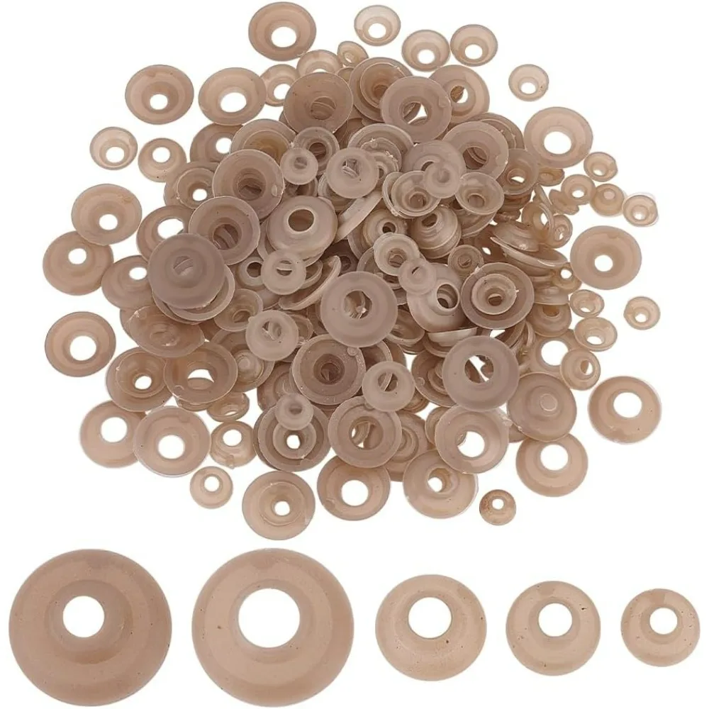 

200 шт., шайбы для безопасных глаз, 5 цветов, пластиковые спинки для глаз для рукоделия, фаршированные шайбы для вязания крючком, прокладки для носа, набор для изготовления Kawaii