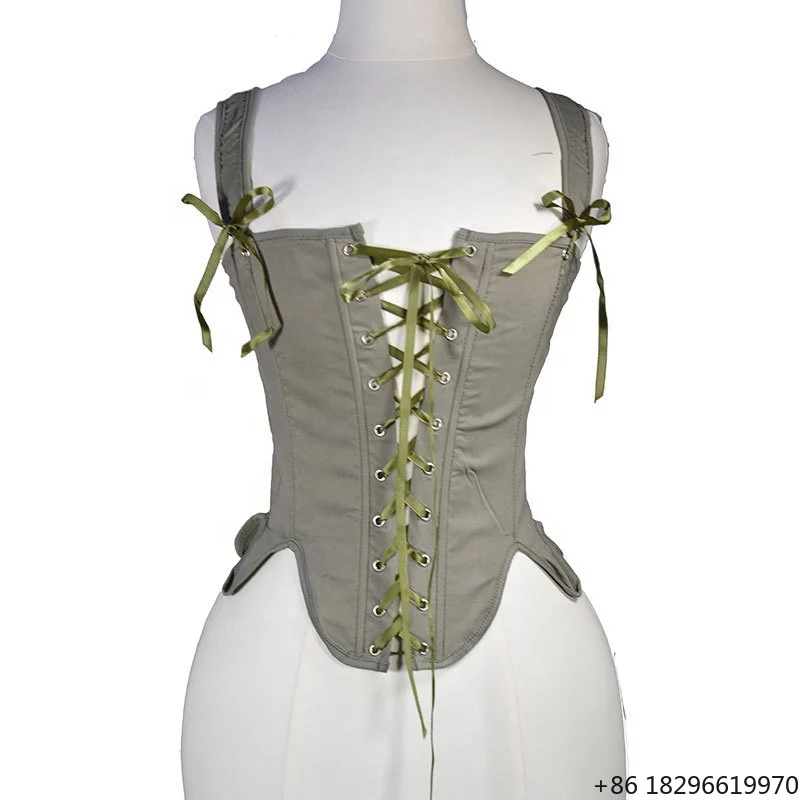 Women's Vintage Solid Color Corset Front Lace-Up Renaissance Tank Top Solid Color Corset