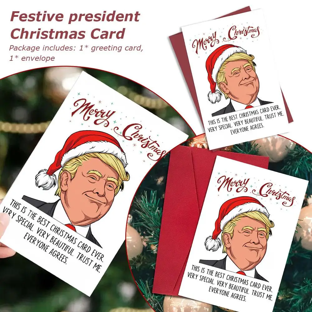 Merry Christmas Greeting Cards President New Year Gift Cards Xmas Personality And Funny Christmas Party Decorations Postcard