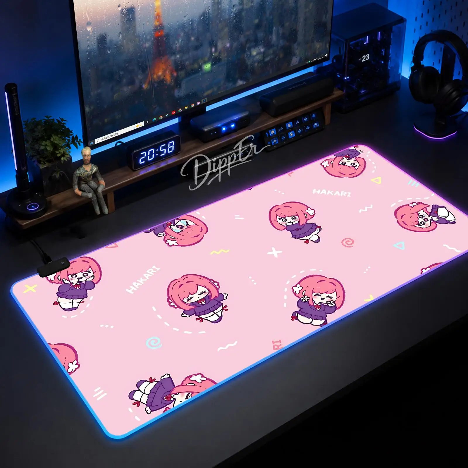 100 Girlfriends Mouse Pad Large Size LED Glowing Table Pad XXL Gaming Non-slip Rubber Mat With Backlight