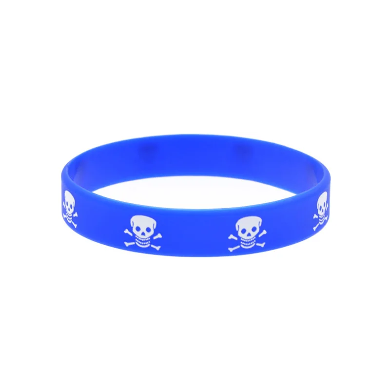 50 Stück Silikon-Armbänder im Street-Hip-Hop-Stil mit Totenkopf-Logo, Konzertgeschenk, Gummi-Armreif, 6 Farben – Detail 6