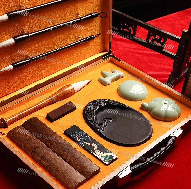 

Study Four Treasures Boutique Gift Box Set, Brush High-end Professional Grade Rice Paper Brush Character Beginner Introduction