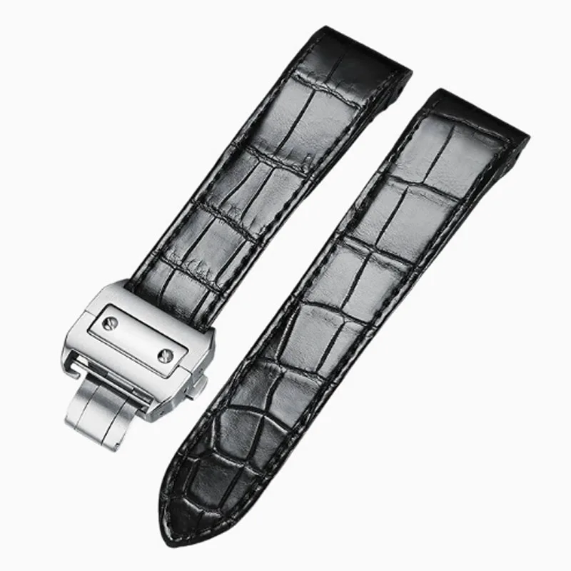 

20mm 23mm Premium-Grade Genuine Leather Watch Strap For Cartier Watchband Santos 100 Series Men's And Women Folding Buckle