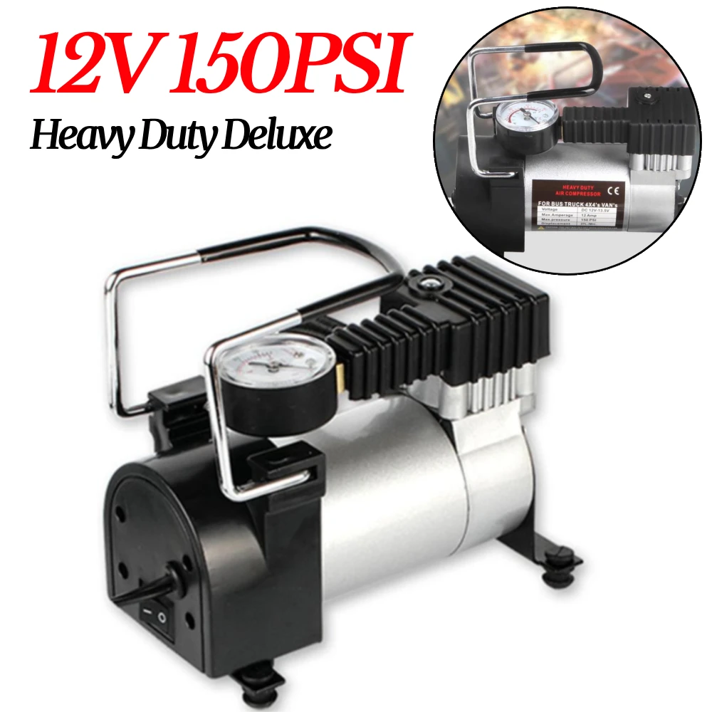 

12v150psi Heavy Duty Deluxe Portable Metal Air Compressor Car Tyre Inflator