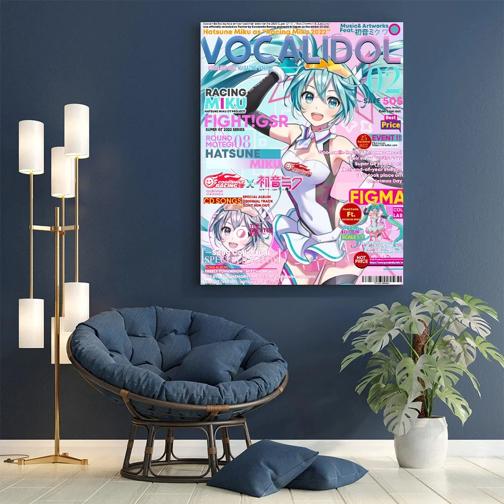 Anime H-Hatsunes M-MikU Magazine Classic Movie Posters Whitepaper Sticker DIY Room Bar Cafe Aesthetic Art Wall Painting