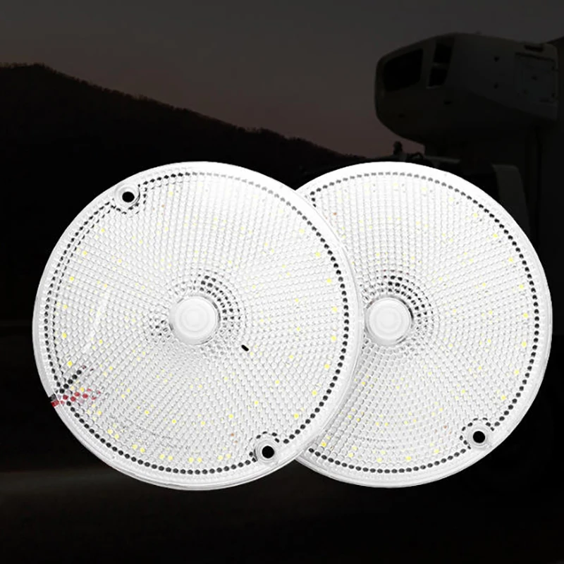 High Brightness 60 LED Round Truck Interior Light Transparent Switch RV Camper Light 9-85V Car Trunk Lamp
