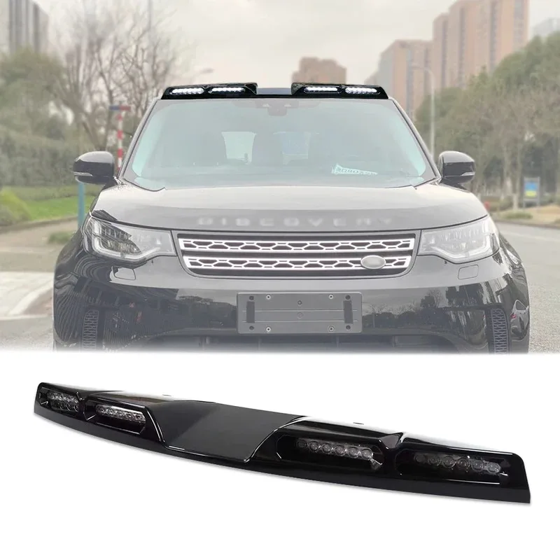 

Глянцевый черный стойка Lage для бездорожья, верхний передний спойлер, светодиодный прожектор, фара на крыше, бар для Land Rover Discover