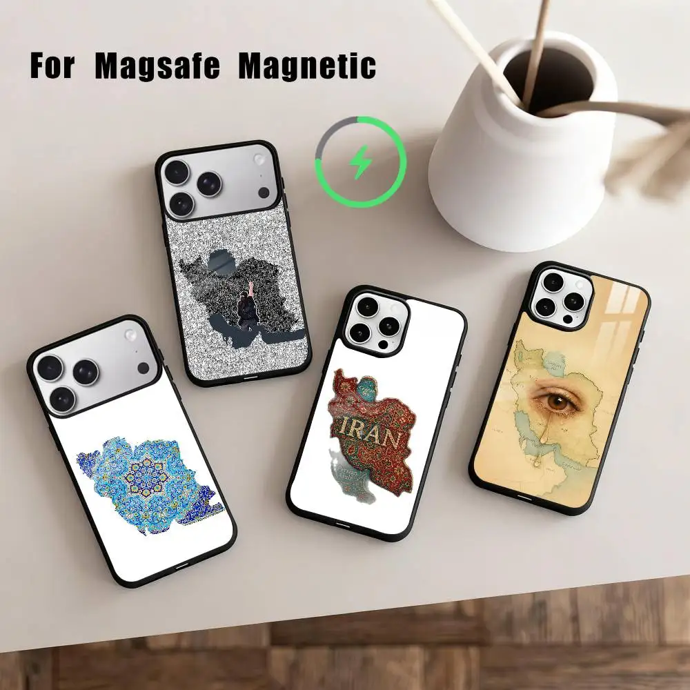 

M-Map of L-Iran Phone Case For iPhone17,16,15,14,13,12,11 Plus,For Magnetic Wireless Charge Cover