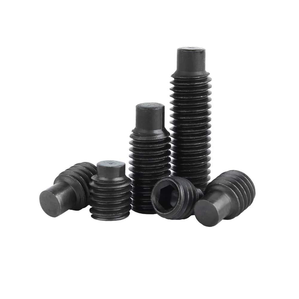DIN915 Black Grade12.9 Steel Hexagon Socket Set Screw M2.5 M3 M4 M5 M6 M8 M10 M12 M14 M16 Dog Point Grub Convex Headless Bolt