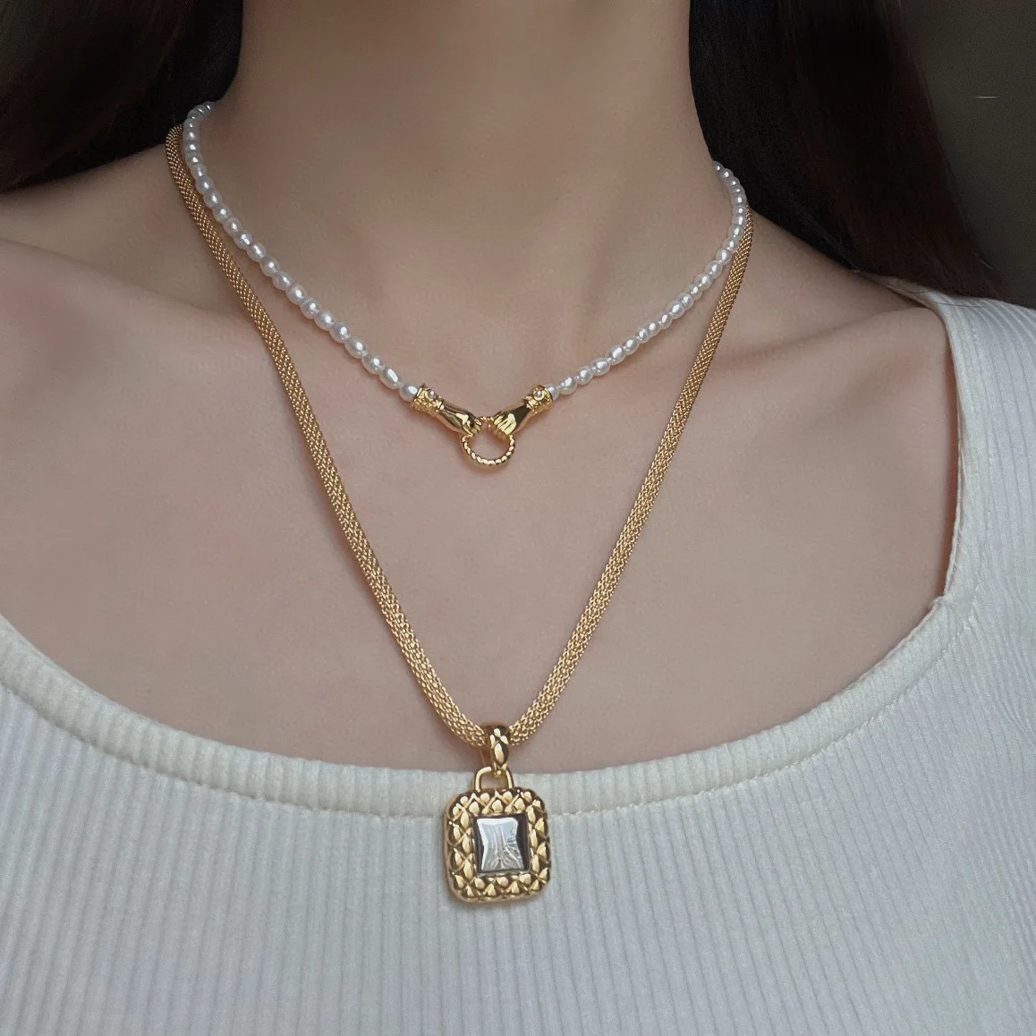 

New Arrivals Gold Plated Square Pendants Fashion Jewelry Copper Made Stackable Necklaces For Women Special Offer