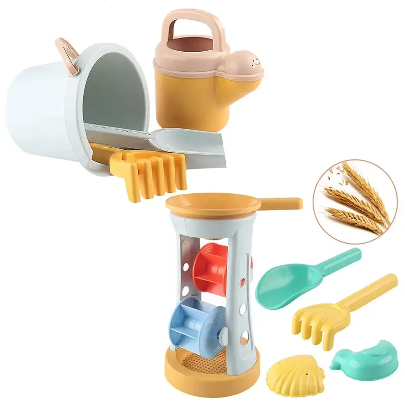 Set da gioco con sabbia per veicoli da costruzione ecologico in paglia di grano |   Strumenti per escavatore bulldozer |   Giocattoli da spiaggia estivi di alta qualità