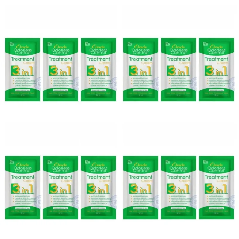 12pcs Green Bio Hair Mask, Thai Formula for Permed & Color-Treated Hair, Nourishing Conditioner Treatment 30ml