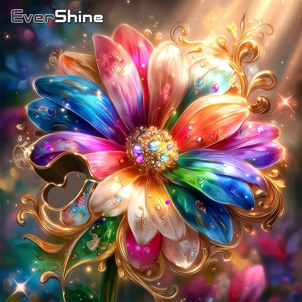 Evershine DIY-Diamant-Stickerei, Blumenbild aus Strass, Gemälde, Sonnenblume, volles quadratisches Mosaik, buntes handgefertigtes Geschenk