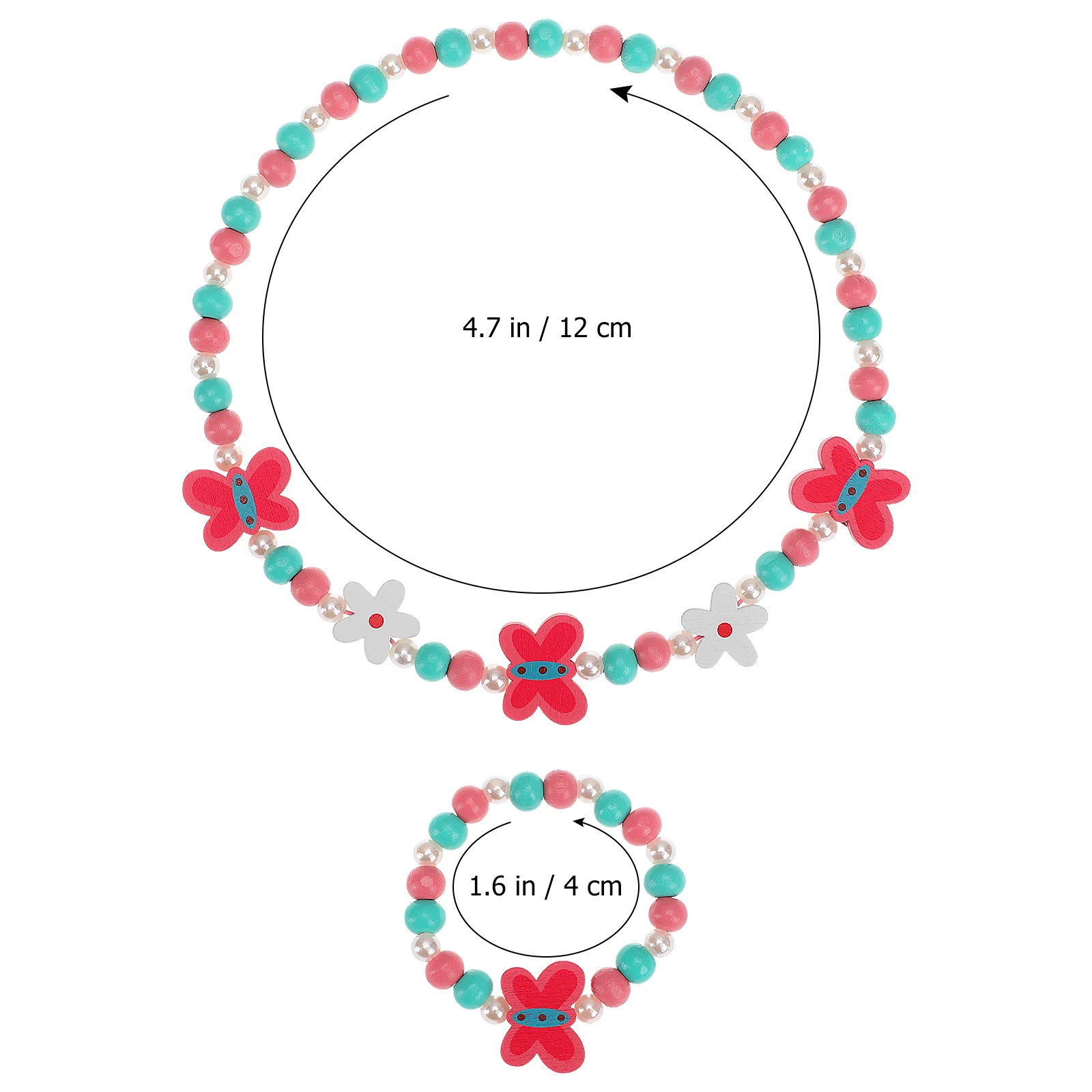 

Children's Wooden Bracelet Necklace Set Toddler Jewelry Animal Shape and Cartoon Kids for Girls