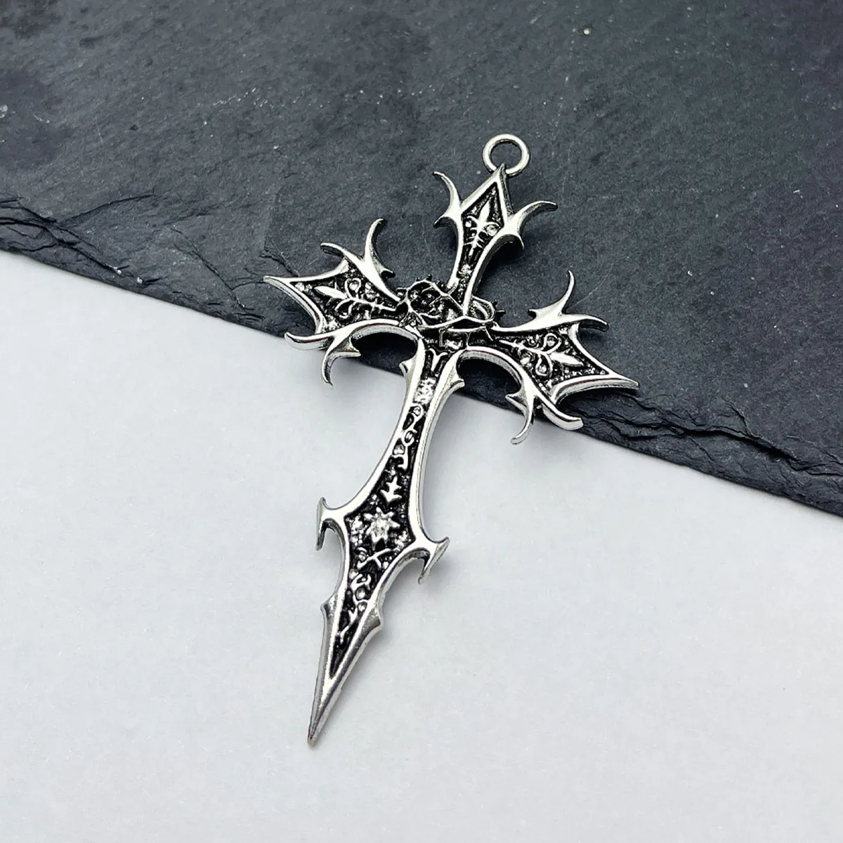 3Pcs New Gothic Punk Double Sided Cross Pendant Vintage Ethnic Pattern Alloy Necklace Pendant Accessories DIY Accessories