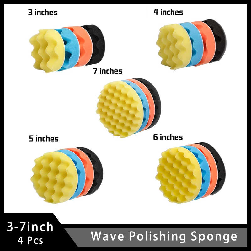 4 Pcs 3/4/5/6/7 Inch Buffing Buffer Sponge Polishing Pad Wax Polishing Kits for Polishing Watch Car Glass Polisher