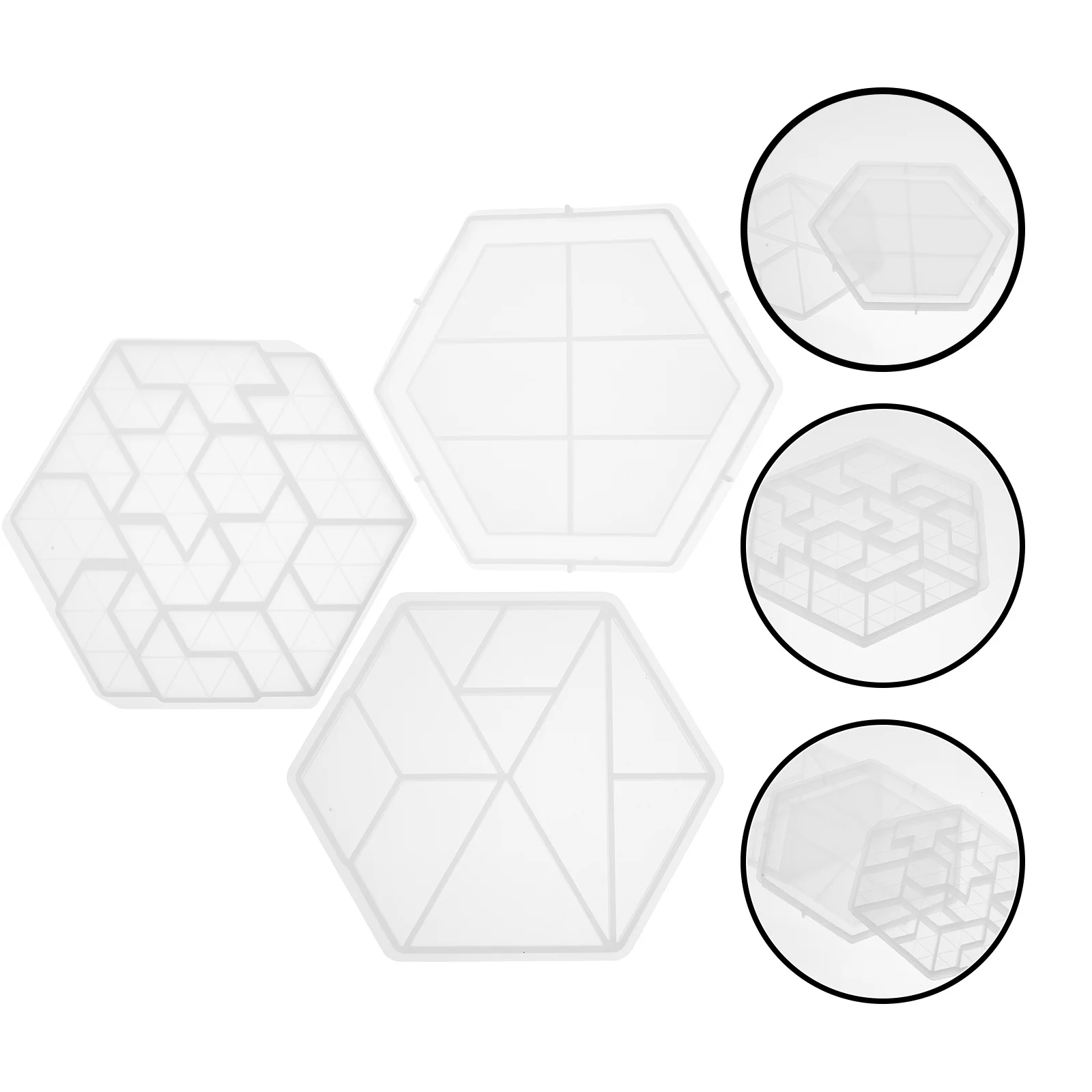 3 قطعة قوالب السيليكون Tangram سداسية لتقوم بها بنفسك بازل قطع قوالب الحرفية الإبداعية جدار زخرفة غير عصا اليدوية الايبوكسي الصب #3