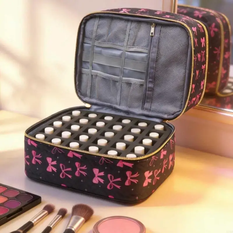 Embroidered Cosmetic planner With 30 Separate Pockets Double Layer Build For excursions A2BB