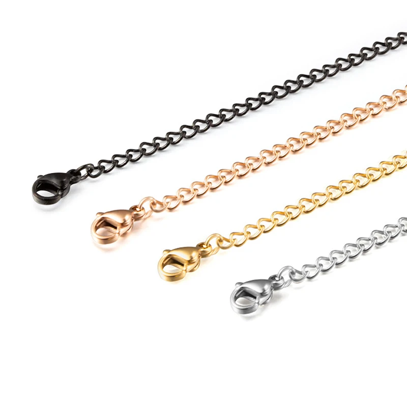 5PCS Stainless Steel Extension Chains with Lobster Clasp Gold Plated Extended Chains For Bracelet Necklace DIY Jewelry Making